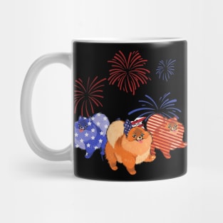 Red White Blue Pomeranian American Flag 4th Of July Mug